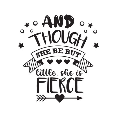 Nursery and Though She Be But She is Fierce Empowering Words Positive Life Wisdom Wall Art Sticker Designs Vinyl Stickers for Home House Walls Rooms Windows Bedroom Decoration Size (14x14 inch)