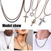 U7 Black String Long Leather Necklace Waxed Cotton Cord