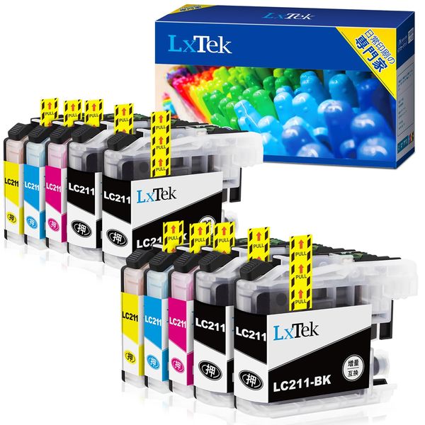 LxTek LC211-4PK Compatible Ink Cartridge for Brother LC211 Ink 4 Color Set x 2 + Black 2 Packs (Total 10) High Capacity/Instruction Manual/Remaining Indicator/Individual Packaging DCP-J562N DCP-J762N