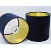 Navy Blue Velvet Brushed Gold Drum Lampshade