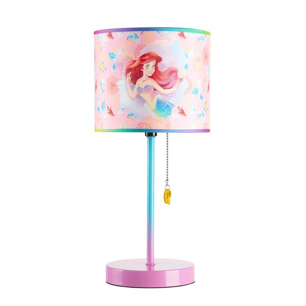 Idea Nuova Little Mermaid Ariel Stick Table Lamp for Kids with Pull Chain