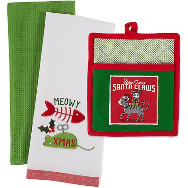 Christmas Pets Collection Decorative Kitchen Towels for Dog and Cat Lovers, Dish