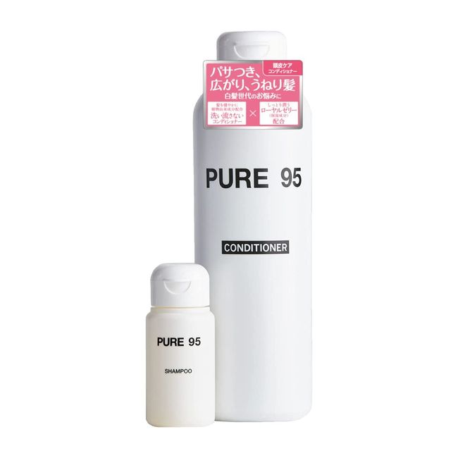 PURE95 Amino Acid Conditioner Non Silicone Salon Exclusive Palming Japan Pure 95 (Conditioner 10.1 fl oz (300 ml & Shampoo Trial 25ml) Hair Care Damage Care Men Women Unisex