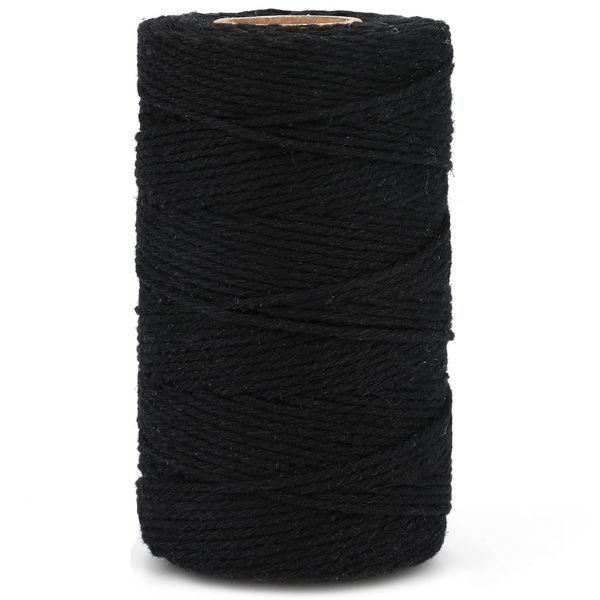 G2PLUS Black Cotton String Twine, 100M Gift Wrapping Bakers String, 2MM Handicrafts Decorative Cord Twine for DIY Gift Decorations