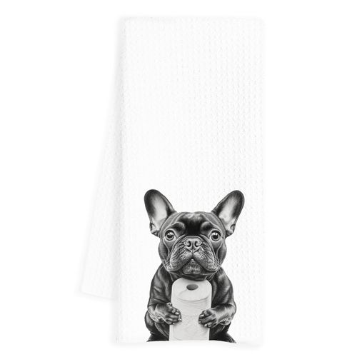 INDAJEDN French Bulldog Hand Towels for Bathroom, Dog Bathroom Hand Towels, French Bulldog Bathroom Decor, Funny Hand Towels, Dog Bathroom Decor, French Bulldog Gifts, 16x24 Inch