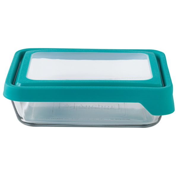 Anchor Hocking TrueSeal Glass Food Storage Container with Lid, Teal, 6 Cup