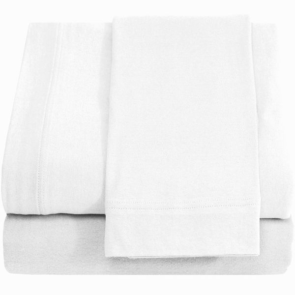 Standard 3 Pc Hospital Bed Sheet Set White Fitted Top Flat Sheet Pillow Case NEW