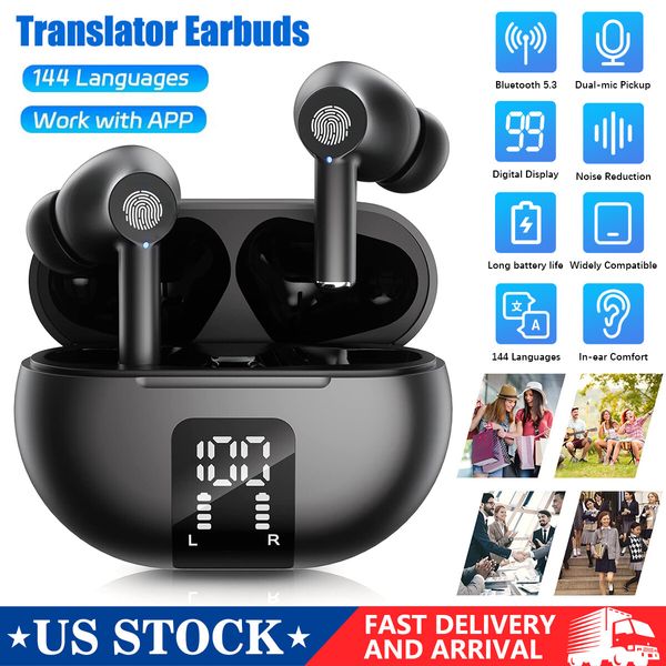 Bluetooth 5.3 Translator Earbuds 144 Language Two Way Instant Translation Device