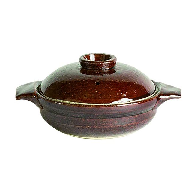 Saji Pottery Banko Ware Earthenware Pot, For One Person, No. 6, 23.7 fl oz (700 ml), American Glaze, Made in Japan, Brown