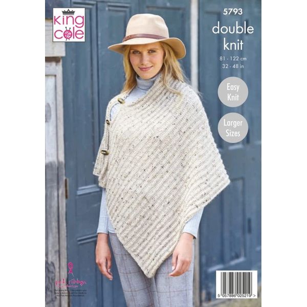 King Cole 5793 DK Adult Poncho Knitting Pattern