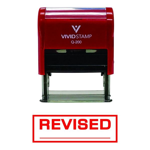 Revised Self-Inking Office Rubber Stamp (Red) - M