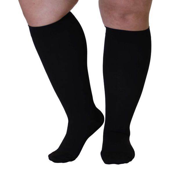 5XL Mojo Compression Socks 20-30mmHg for Extra XX-Wide Ankle Calf Opaque Graduated Bariatric Support Stockings - Lymphedema Plus Size XXXXX-L Black Closed Toe AB201BL8