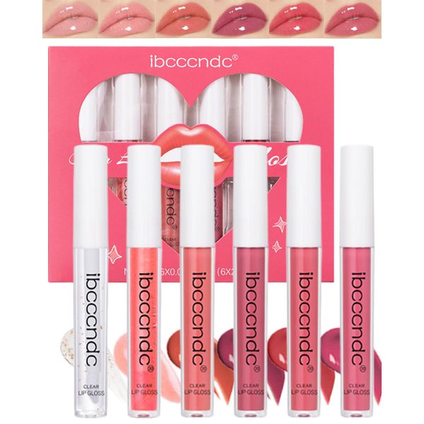 Hydrating Lip Glow Oil-6 Colors Tinted Plumping Lip Oil Gloss,Nourishing Clear Pink Red Shiny Glow Reviver Lip Care Oil,Long Lasting Non-sticky Transparent Toot Lip Glaze,Makeup Gift for Women-Set 02#