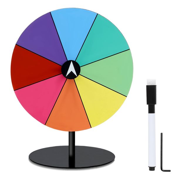 Airpark Prize Wheel Dry Erase 8 Inch Spinning Wheel for Prizes All Metal Tabletop Roulette Wheel of Fortune for Party Birthday Wedding Housewarming Christmas New Year Graduation and Carnival Games