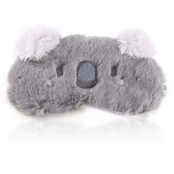 LHKJ Cute Animal Fluffy Sleeping Eye Mask, Soft Plush Blindfold Eye Cover with 3D Ears Gray koala for Kids