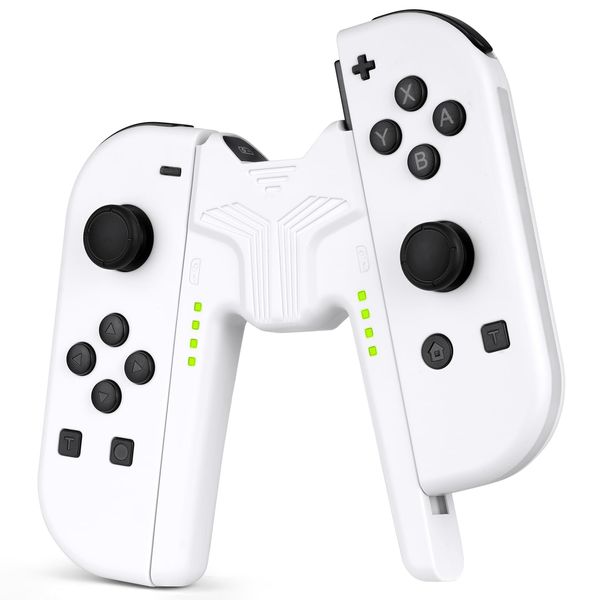 OFFCUP Charging Grip for Nintendo Switch NS/Switch OLED Joy Con, Efficient Charging Grip Controller Holder V-shaped Gaming Handle Controller Portable Holder for Joy Con Switch Controller (White)