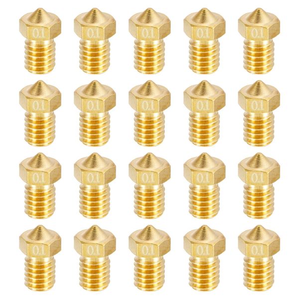 uxcell Brass Nozzle, 0.004 inch (0.1 mm) 3D Printer, Extruder Nozzle Head, M6 Thread, 3D Printer, Nozzle, 0.07 inch (1.75 mm) Extruder, Print, Brass, Pack of 20