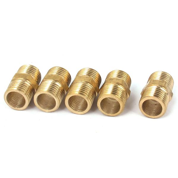 uxcell Reducer Nipple Hex Pipe Fitting Male 1/4 NPT Brass 0.9 inch (22 mm) Length, Pack of 5