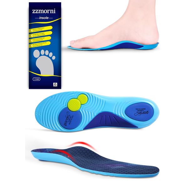 Zzmorni Sports Insole, Shock Absorption, Standing Work, Insole (Professional Comfortable Insole, Soft, Comfortable, Antibacterial, Odor Resistant) Arch Support Insole, Daily Life (10.0 - 10.2 inches