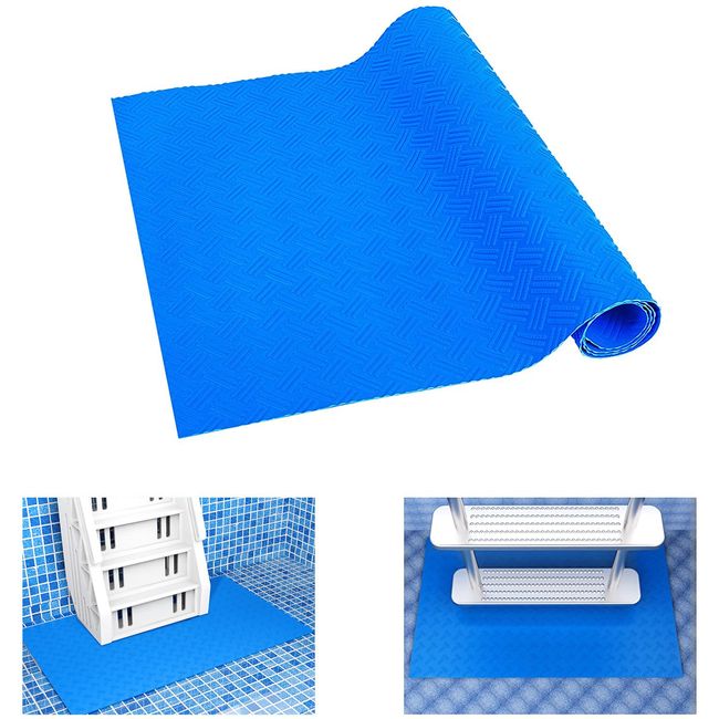 DECOHS 16" x 36" Pool Ladder Mat-Large Swimming Pool Step Mat with Non-Slip Texture-Protective Ladder Pad for Above Ground Pools Liner and Stairs (Stripe)