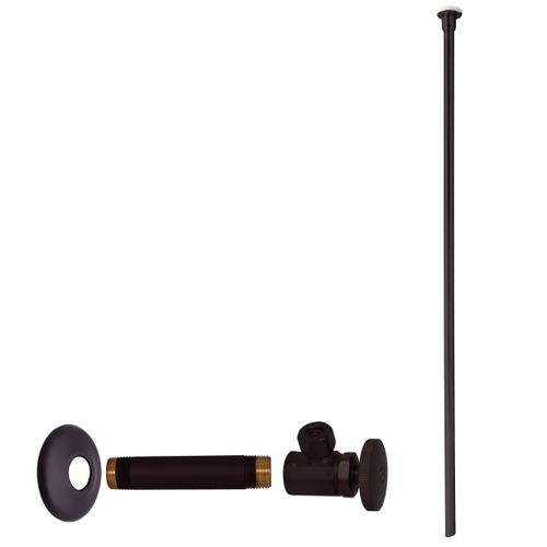 Westbrass Flat Head Toilet Kit with Round Handles, 1/2" IPS x 3/8" OD x 20", Matte Black, D103KFH-62