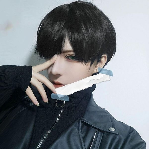 HAIRCUBE Men's Short Wig, Men's Wig, Men's Wig, Handsome Wig, One Size Fits Most, Unisex, Natural, Breathable, Heat Resistant, Harajuku, Black Hair