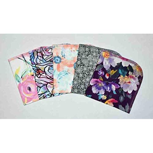 Flower Splash Printed Flannel Paperless Towels 1 Ply 12x12 Inches Set of 5