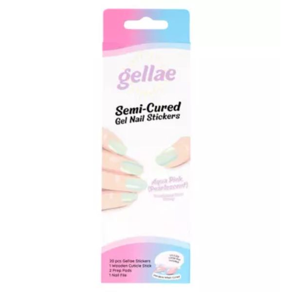 Gellae Gel Nail Sticker Aqua Pink Pearlescent