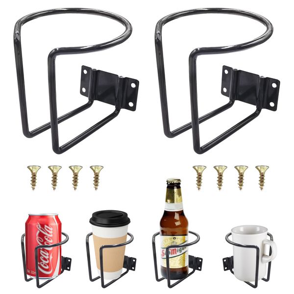 Auto Becherhalter, Boot Ring Getränkehalter Edelstahl Ring Becherhalter, Universal Getränkehalter für Marine Yacht Truck RV Auto Anhänger Hardware (2 Stücke) (Schwarz)