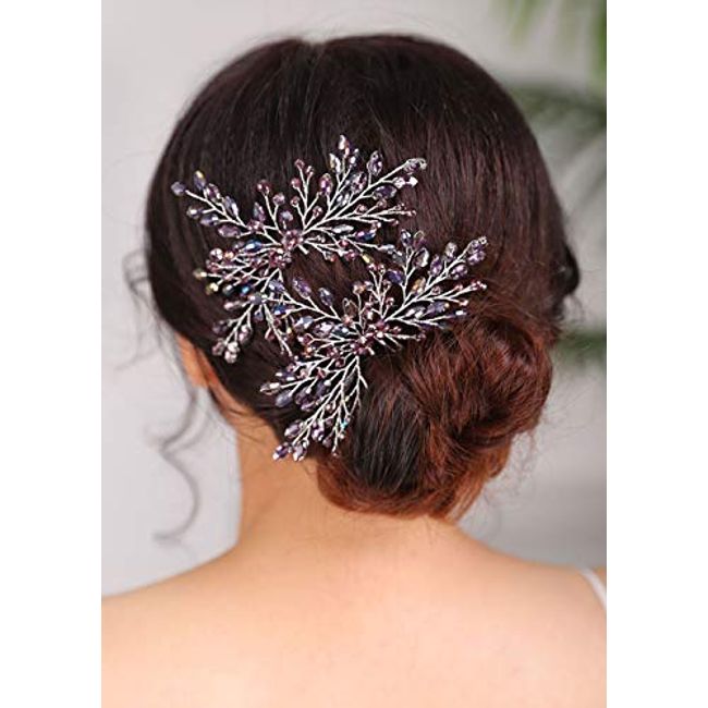 Denifery Red Crystal Hair Comb for Women Red Pearl Wedding Bridal Hair  Piece Boho Hair Accessories for Prom Party