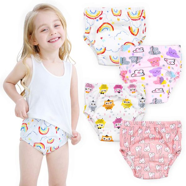 Potty Training Pants Girls 2T,3T,4T,Toddler Training Underwear for Baby Girls 4 Pack (as8, age, 6_years, regular, Rainbow)