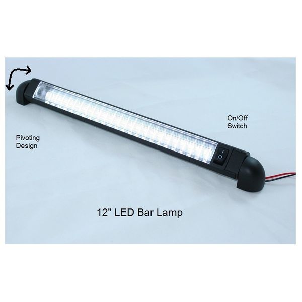 LED Bar Light - Pivoting, Water resistant, 12" Lamp, 12VDC, Bright Lighting