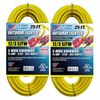 US Wire 74025 12 3 SJTW Yellow Vinyl Cord with Illuminated Plugs 25 ft 2 Pack