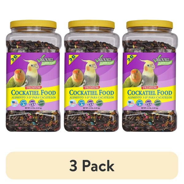 (3 pack) 3-D Pet Products Premium Cockatiel Bird Food Seeds 4.5 lb.