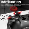 PlayRealm NO Falling Off Thumbstick Extender & Silicone Grip Cover 2 Sets for PS5 & PS4 Controller (BH Red)