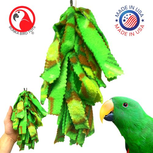 Bonka Bird Toys 2939 Triple Knotted Fluff 9" x 3", Parrot Cozy Fleece Cage Toy, Conure, Quaker, Ringneck, and Similar