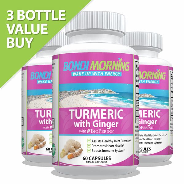 Turmeric Curcumin Root With Ginger Extract & BioPerine Black Pepper, 60 Caps x 3