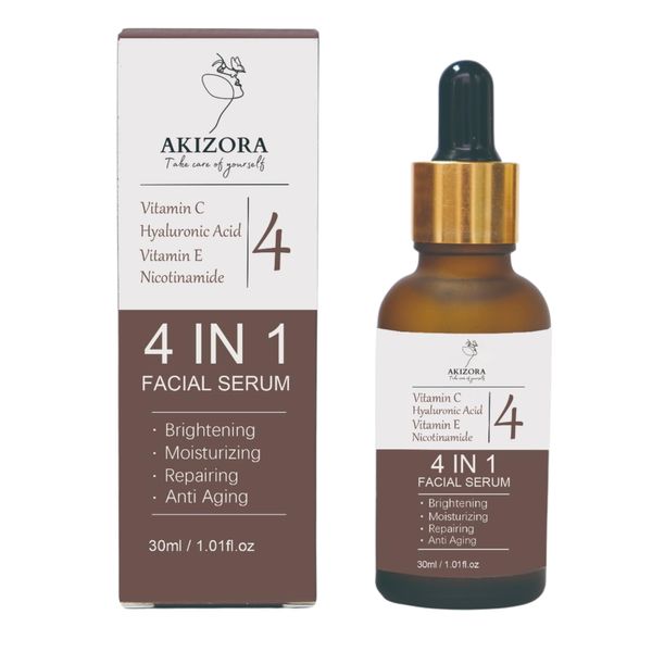 4-in-1 Face Serum with Niacinamide, Vitamin C, Hyaluronic Acid and Vitamin E, Anti-Ageing, Moisturising, Anti-Stain Serum