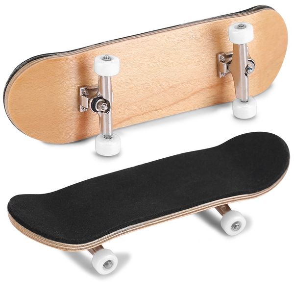 Mini Finger Skateboard, Wooden Finger Skateboard with Box, Skateboard Toy Creative DIY Sports Games Kids(White)