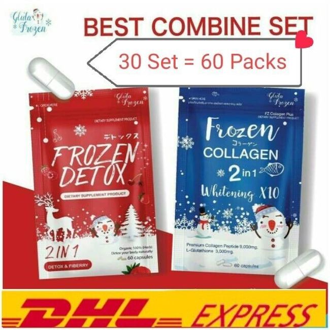 30 Set Frozen Detox & Collagen 2in1 Whitening Gluta Glutathione X10 Natural Skin