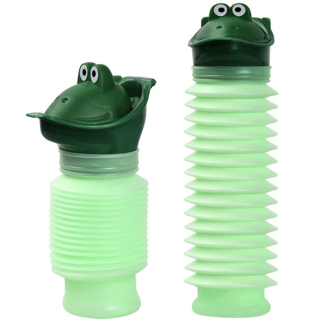 Shrinkable Urinal, Reusable Emergency Urinal, Portable Mobile Toilet, Shrinkable Toilet Potty Pee, Retractable Urinal, Potty Pee Bottle for Kids, Ladies, Traffic Jam, Camping, Travel (600 ML) Green