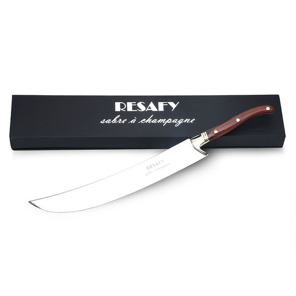 Resafy Champagne Saber With Gift Box Champagne Sparkling Wine Knife Champagne Sword Champagne Opener (Redish-brown)