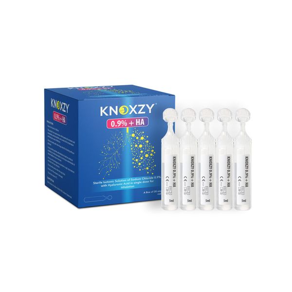 KNOXZY Isotonic Saline Solution 0.9% + Hyaluronic Acid Nebulizer Diluent for inhalators and Nasal Hygiene Clear Congestion from Airways & Lungs (20 Sterile Single Dose Vials of 5ml) (1)