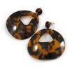 Large Oval Tortoise Shell Effect Brown/Black Acrylic/Resin Drop Earrings/70mm Tall