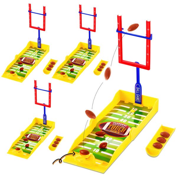 4 Sets Mini Football Game Desktop Football Games Field Goal Football Toys with Foam Football Goal Post, Football, Bases, Catapults, Flick Finger Board Desk Games for Sports Party, Office, Gifts