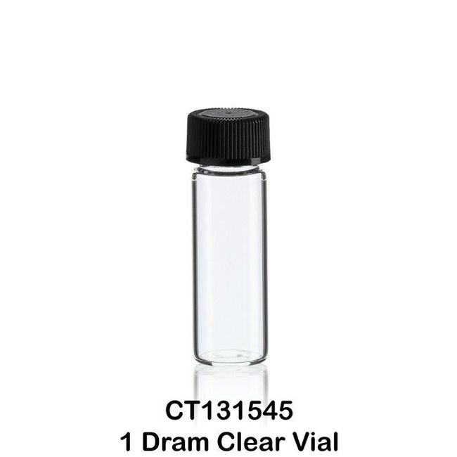 50 Clear Glass Vials w/ Screw Caps 15 x 45 mm 1 Dram (1/8 Oz, 3.7 ml)