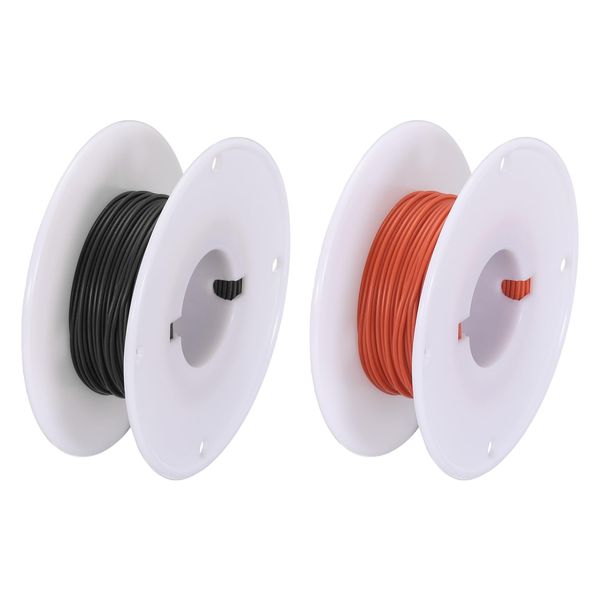 uxcell 30 Gauge Wire Silicone Wire 30AWG Electric Wire Stranded Tinned Copper Wire High Temperature Connection Wire Spool 15M for Car Model Appliance 2pcs Black Red