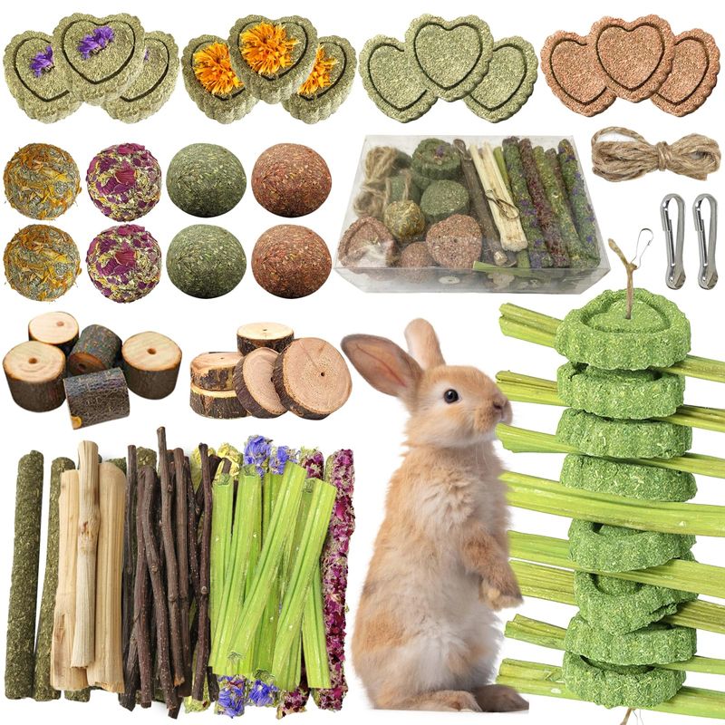 Tyotrbs 68pcs DIY Rabbit Chew Toys,Rabbit Toy for Bunnies Boredom Bunny ...