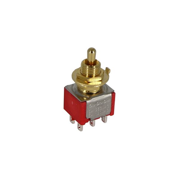 Mini Short Lever Toggle Switch 3-way On-On-On Round Lever Gold