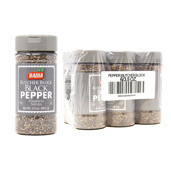 Badia Black Pepper Butcher Block, 3.5 Ounce (Pack of 6)